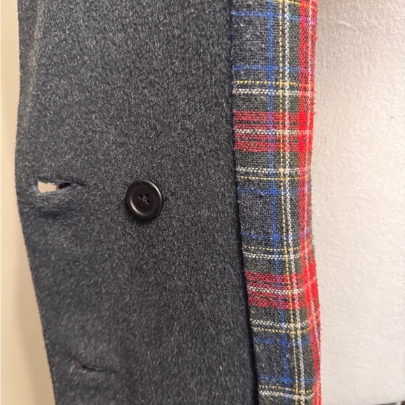 VTG Women's 12/14 Black Charcoal Union Made In USA Thick 100% Wool Long Trench - Picture 10 of 16